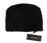 Elegant Black Xiangao Fur Beanie Hat Dolce & Gabbana