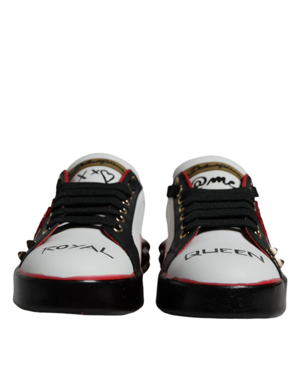 White Red Crystals Portofino Sneakers Shoes Dolce & Gabbana