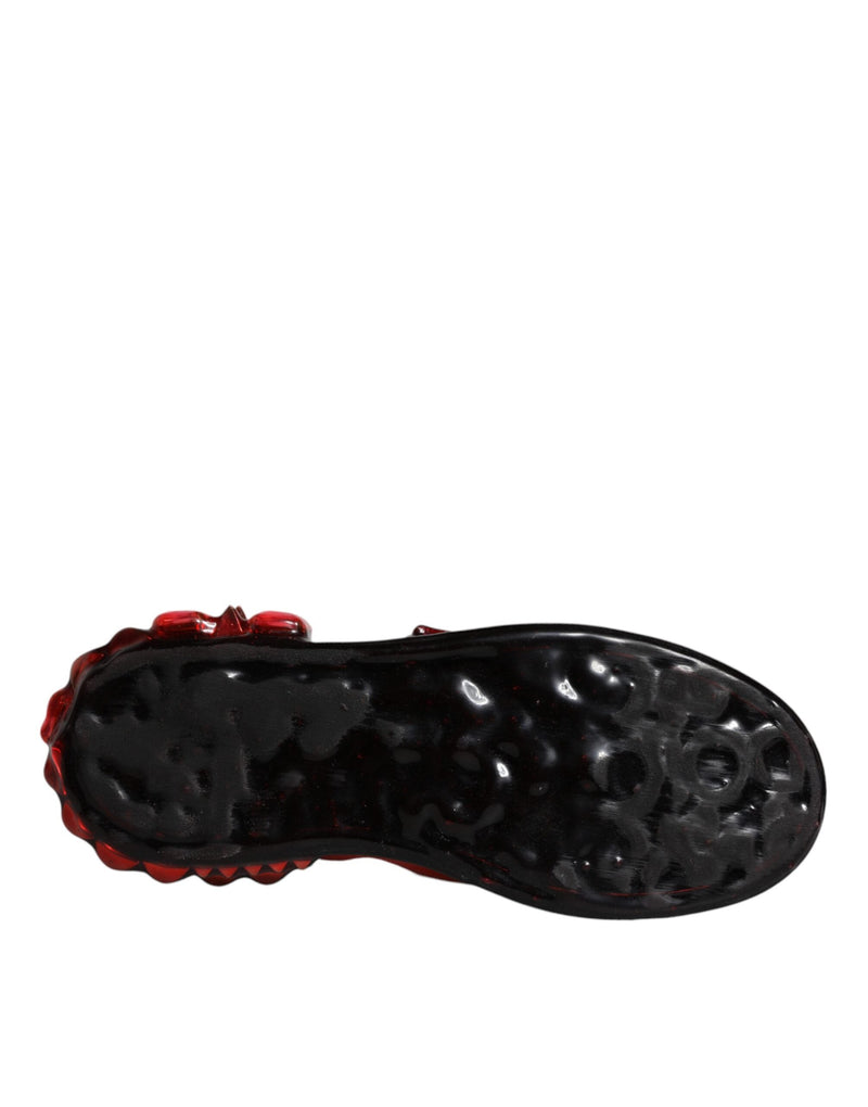 White Red Crystals Leather Portofino Sneakers Shoes Dolce & Gabbana