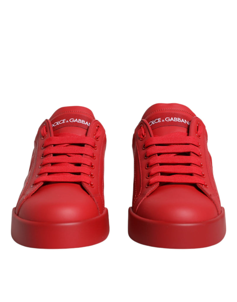 Red Leather Low Top Women Sneakers Shoes Dolce & Gabbana