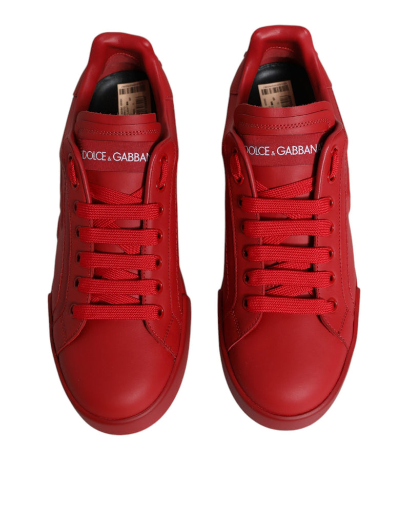 Red Leather Low Top Women Sneakers Shoes Dolce & Gabbana