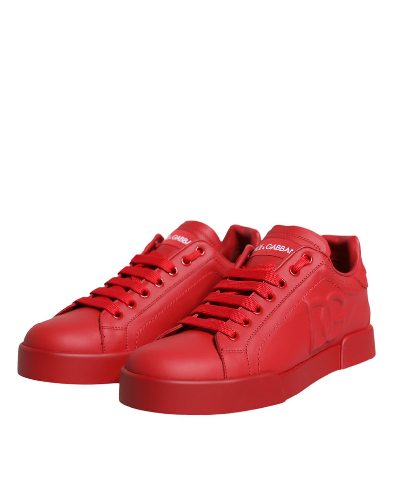 Red Leather Low Top Women Sneakers Shoes Dolce & Gabbana