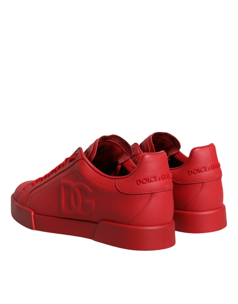 Red Leather Low Top Women Sneakers Shoes Dolce & Gabbana