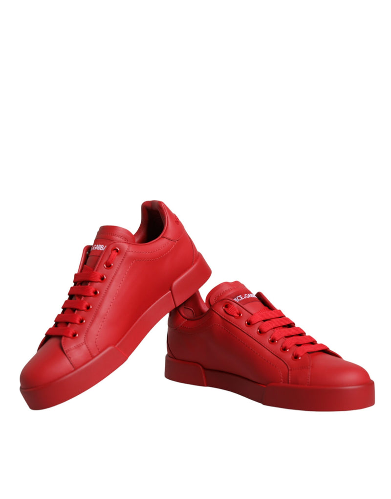 Red Leather Low Top Women Sneakers Shoes Dolce & Gabbana