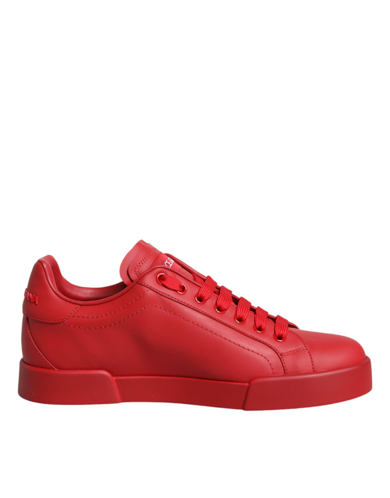 Red Leather Low Top Women Sneakers Shoes Dolce & Gabbana