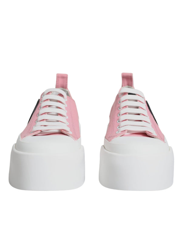 Pink White Canvas Logo Low Top Sneakers Shoes Dolce & Gabbana