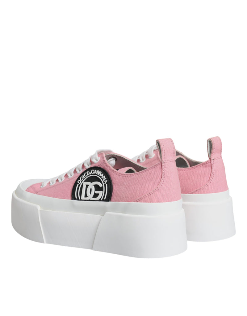 Pink White Canvas Logo Low Top Sneakers Shoes Dolce & Gabbana