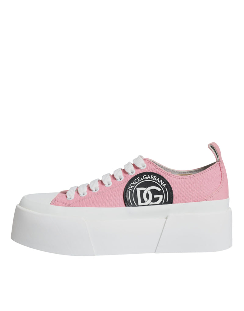 Pink White Canvas Logo Low Top Sneakers Shoes Dolce & Gabbana