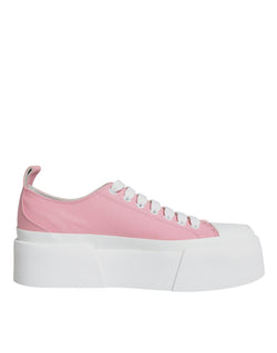 Pink White Canvas Logo Low Top Sneakers Shoes Dolce & Gabbana