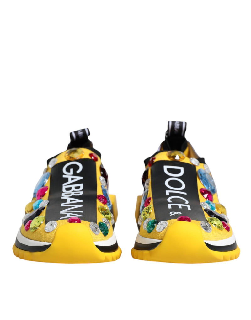 Yellow Sorrento Crystals Low Top Sneakers Shoes Dolce & Gabbana