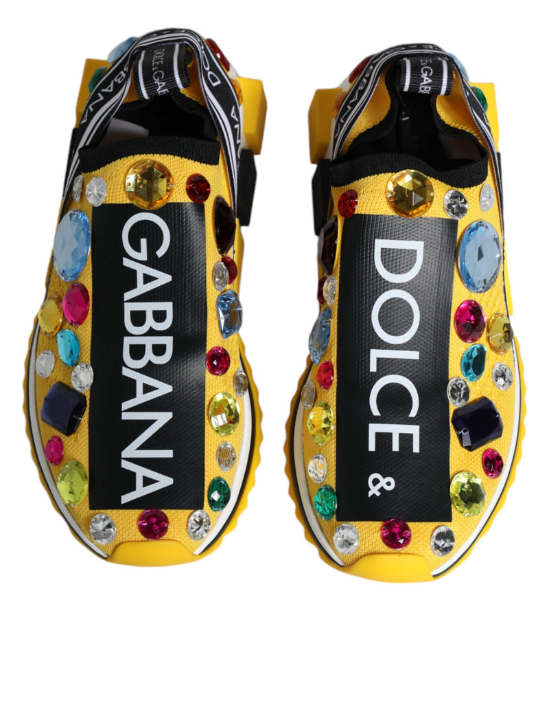 Yellow Sorrento Crystals Low Top Sneakers Shoes Dolce & Gabbana