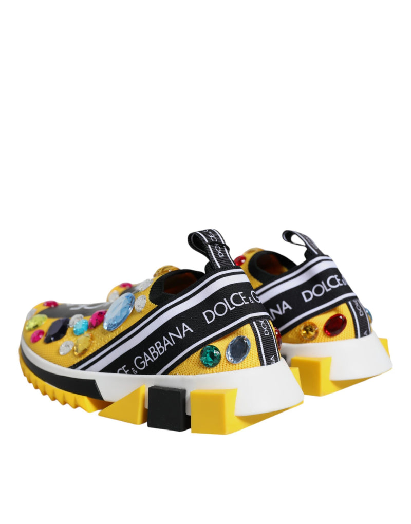 Yellow Sorrento Crystals Low Top Sneakers Shoes Dolce & Gabbana