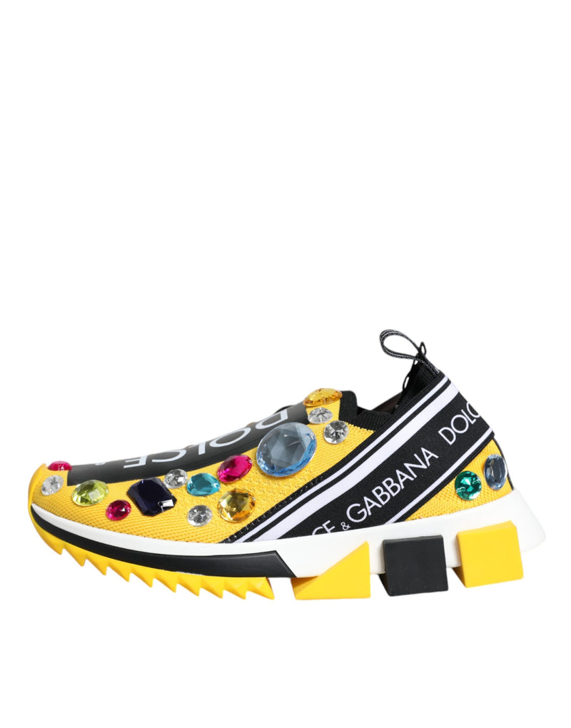 Yellow Sorrento Crystals Low Top Sneakers Shoes Dolce & Gabbana