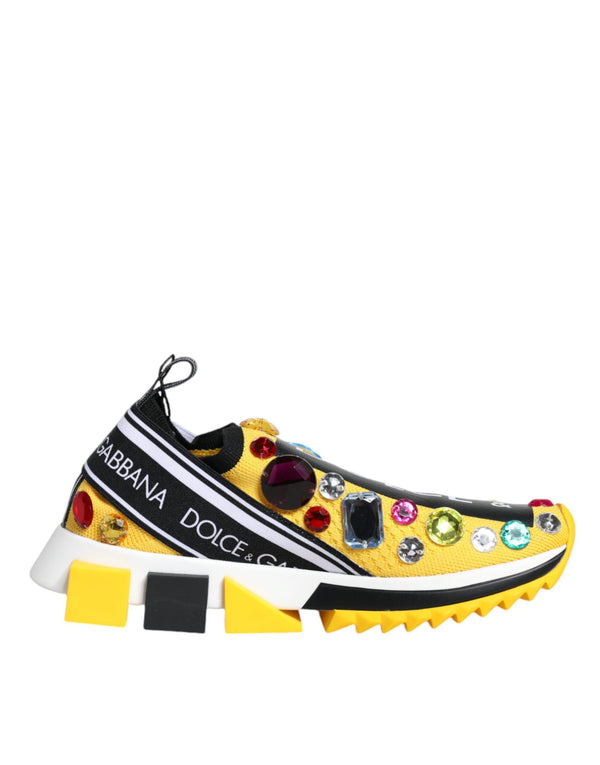 Yellow Sorrento Crystals Low Top Sneakers Shoes Dolce & Gabbana