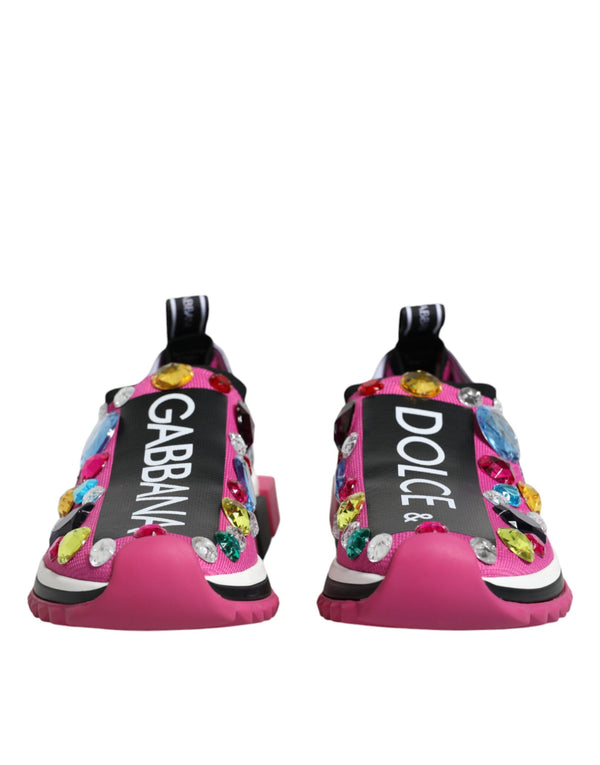 Pink Sorrento Crystals Low Top Sneakers Shoes Dolce & Gabbana