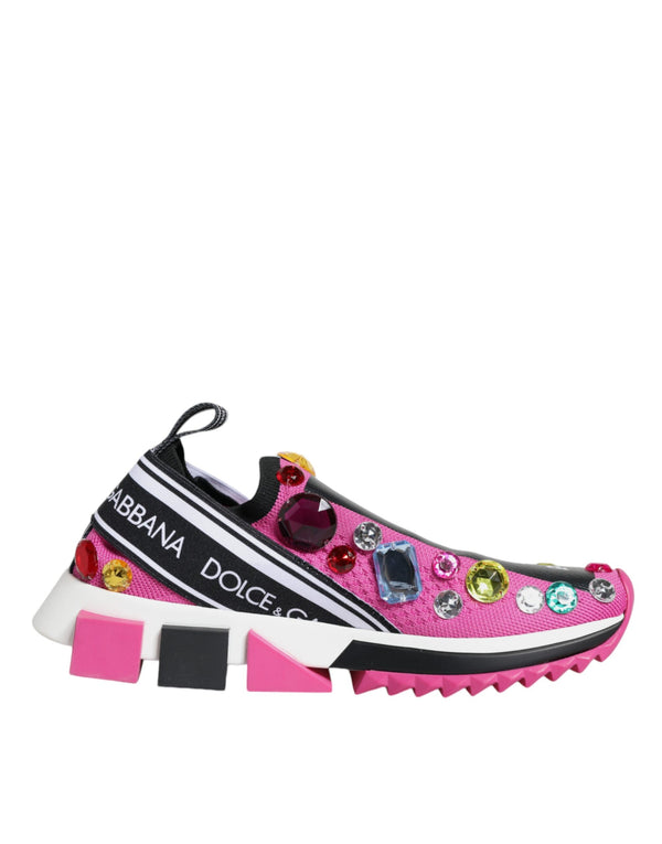 Pink Sorrento Crystals Low Top Sneakers Shoes Dolce & Gabbana