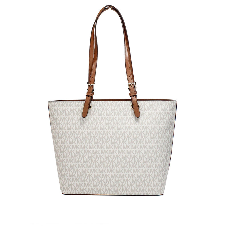 Jet Set Medium Vanilla Double Pocket Tote Bag Michael Kors