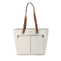 Jet Set Medium Vanilla Double Pocket Tote Bag Michael Kors