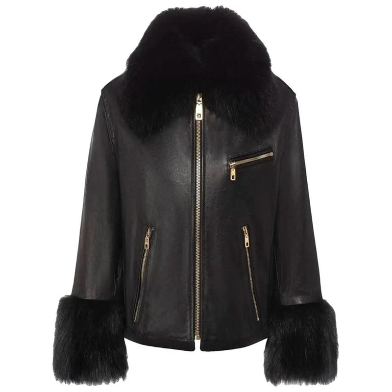 Black Leather Di Lambskin Jackets & Coat Dolce & Gabbana