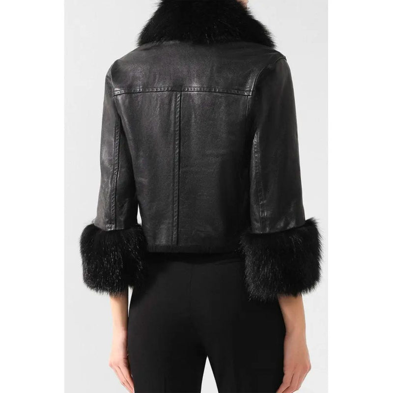 Black Leather Di Lambskin Jackets & Coat Dolce & Gabbana