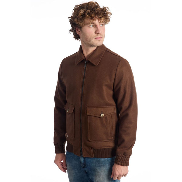 Brown Viscose Jacket Roberto Pepe Luxury