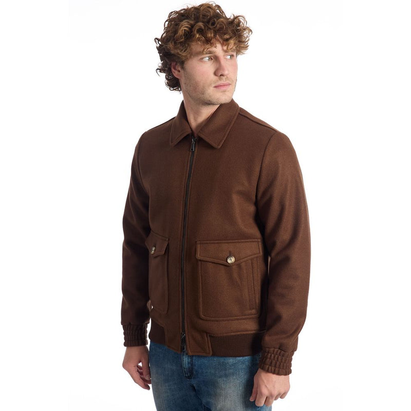 Brown Viscose Jacket Roberto Pepe Luxury