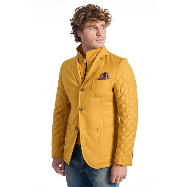 Yellow Polyester Jacket Roberto Pepe Luxury