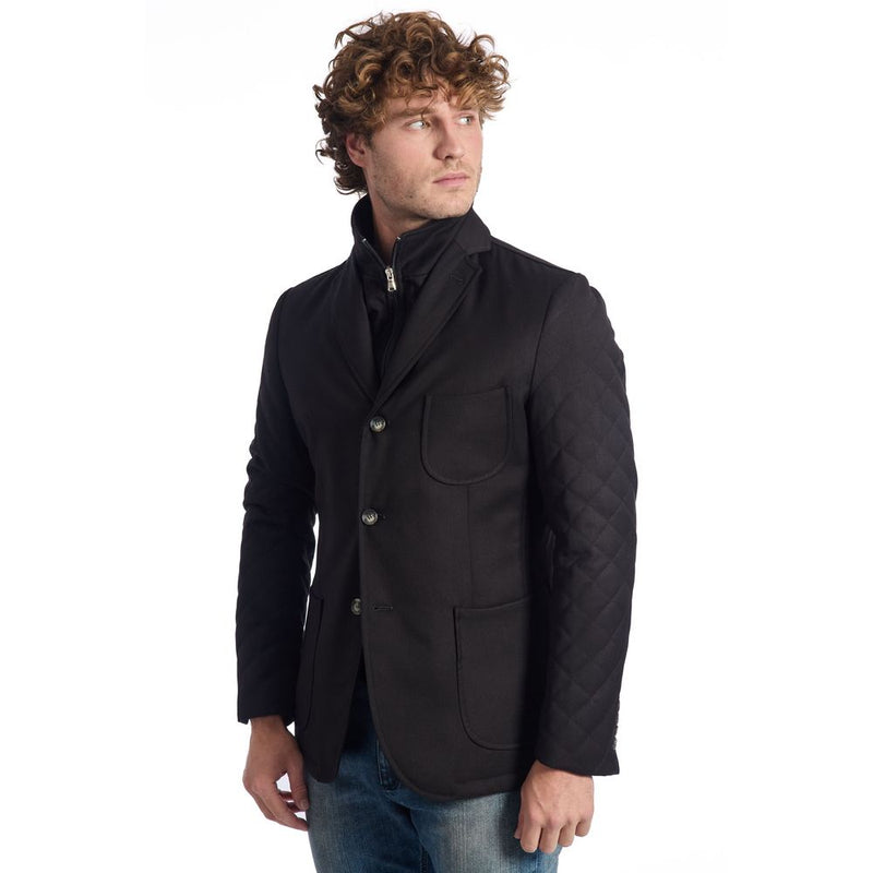 Black Polyester Jacket Roberto Pepe Luxury