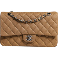 Dark Gold Medium Classic Double Flap Ruthenium Shoulder Bag Chanel