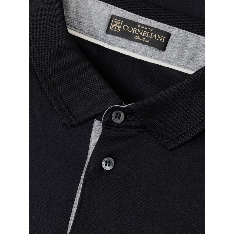 Blue Silk Polo Shirt Corneliani