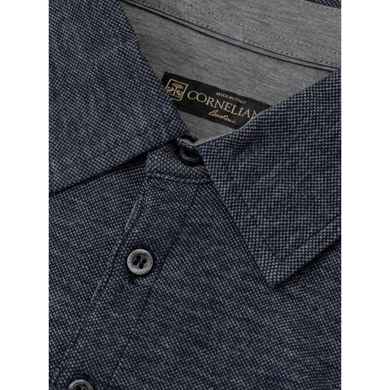 Blue Wool Polo Shirt Corneliani