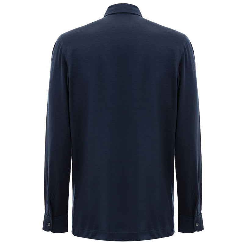 Blue Wool Vergine Polo Shirt Corneliani