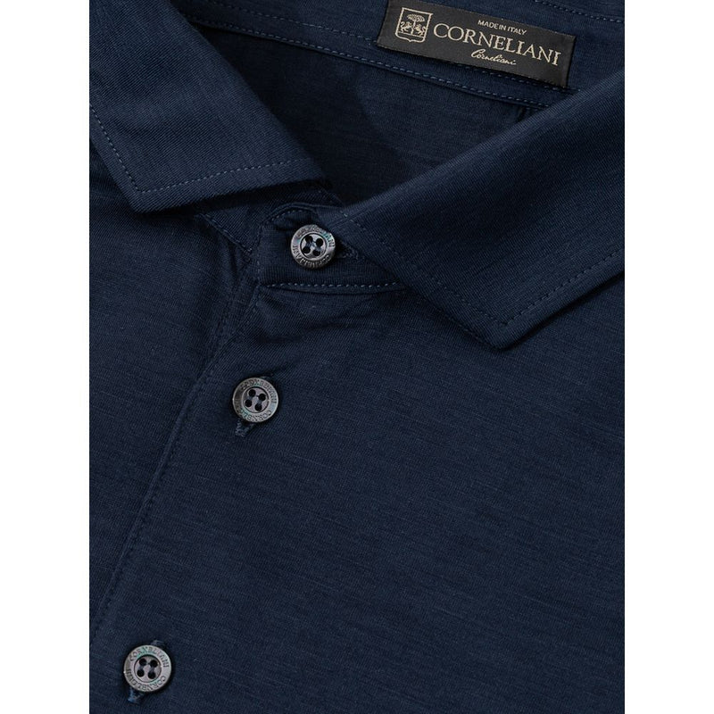 Blue Wool Vergine Polo Shirt Corneliani