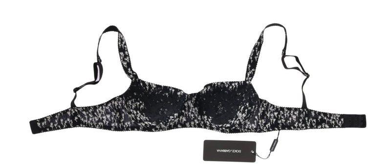 Elegant Black Floral Lace Silk Bra Dolce & Gabbana