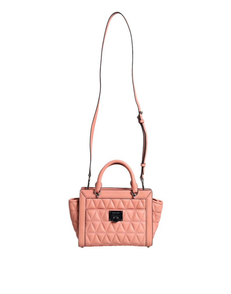 Peach Quilted Leather Logo Crossbody VIVIANNE Messenger Bag Michael Kors