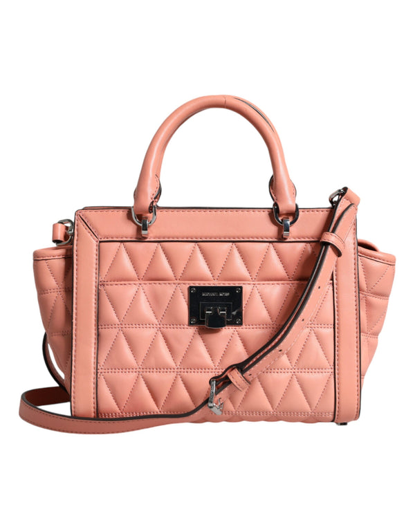 Peach Quilted Leather Logo Crossbody VIVIANNE Messenger Bag Michael Kors