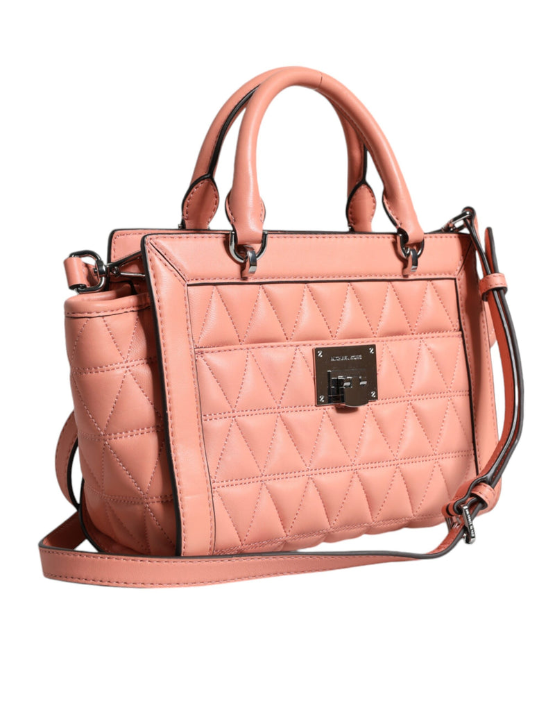 Peach Quilted Leather Logo Crossbody VIVIANNE Messenger Bag Michael Kors