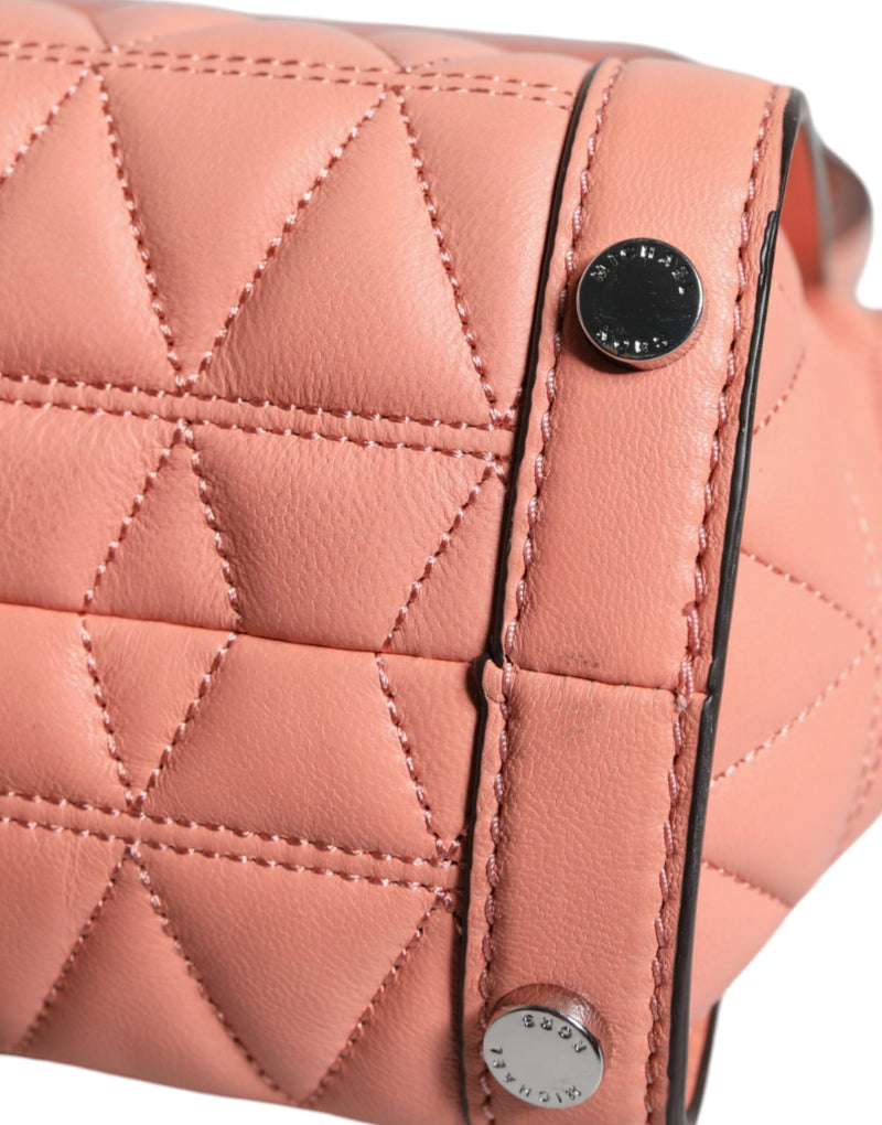 Peach Quilted Leather Logo Crossbody VIVIANNE Messenger Bag Michael Kors