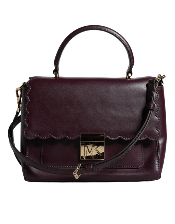 Purple Leather Logo Plaque Crossbody MINDY Satchel Bag Michael Kors