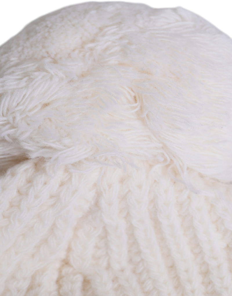 White Wool Fur Ball Princess Winter Hat Dolce & Gabbana