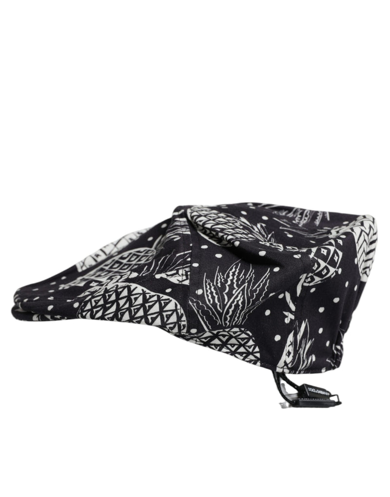 Black White Pineapple Print Newsboy Cap Hat Dolce & Gabbana