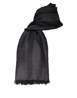 Dark Gray Wool Viscose Foulard Patterned Scarf GF Ferre