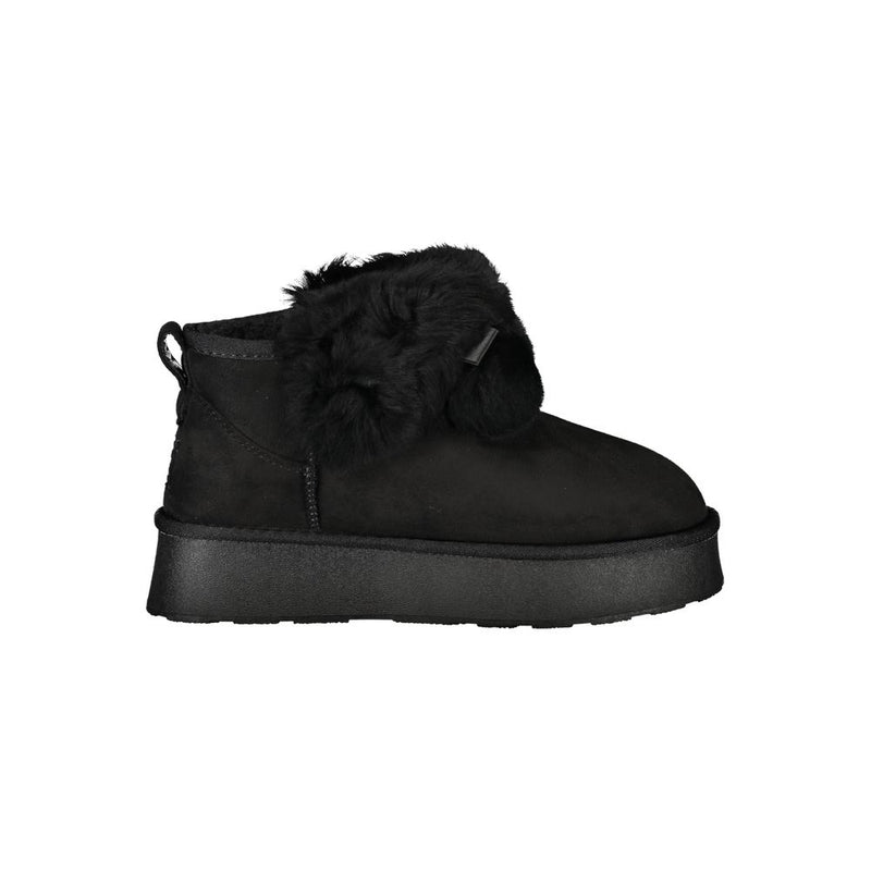 Black Polyester Women Boot