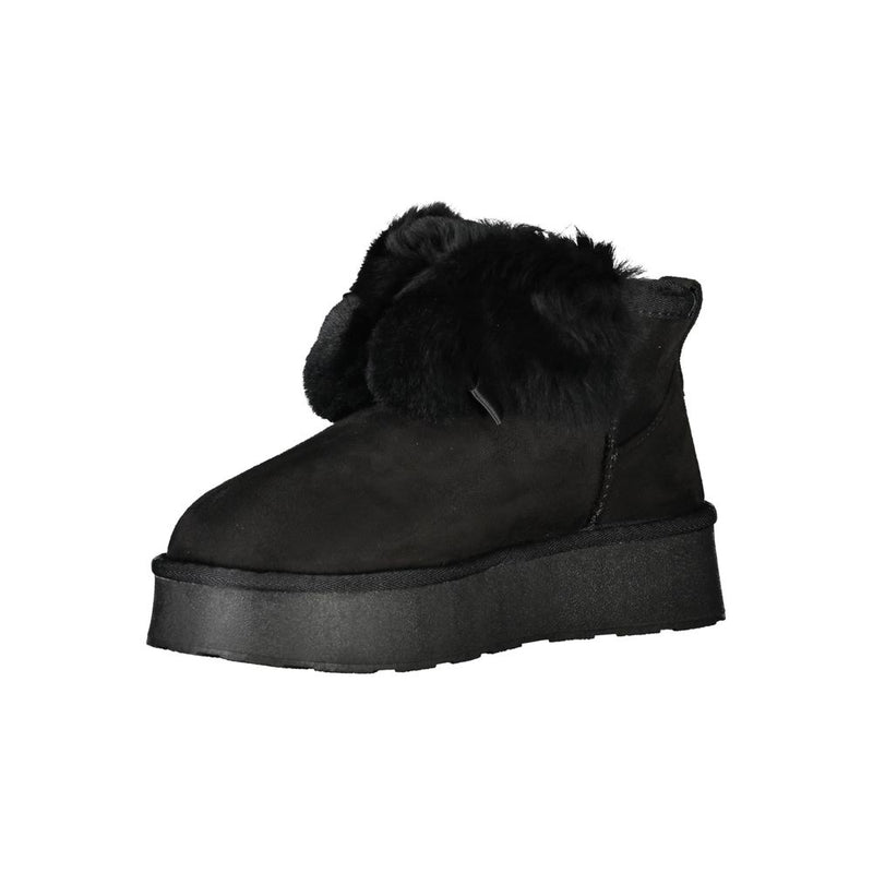 Black Polyester Women Boot