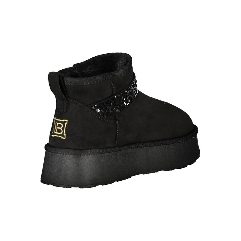 Black Polyester Women Ankle Boot