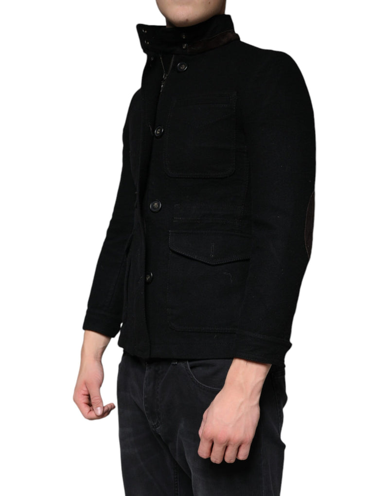 Black Button Down Cotton Stretch Denim Jacket Dolce & Gabbana