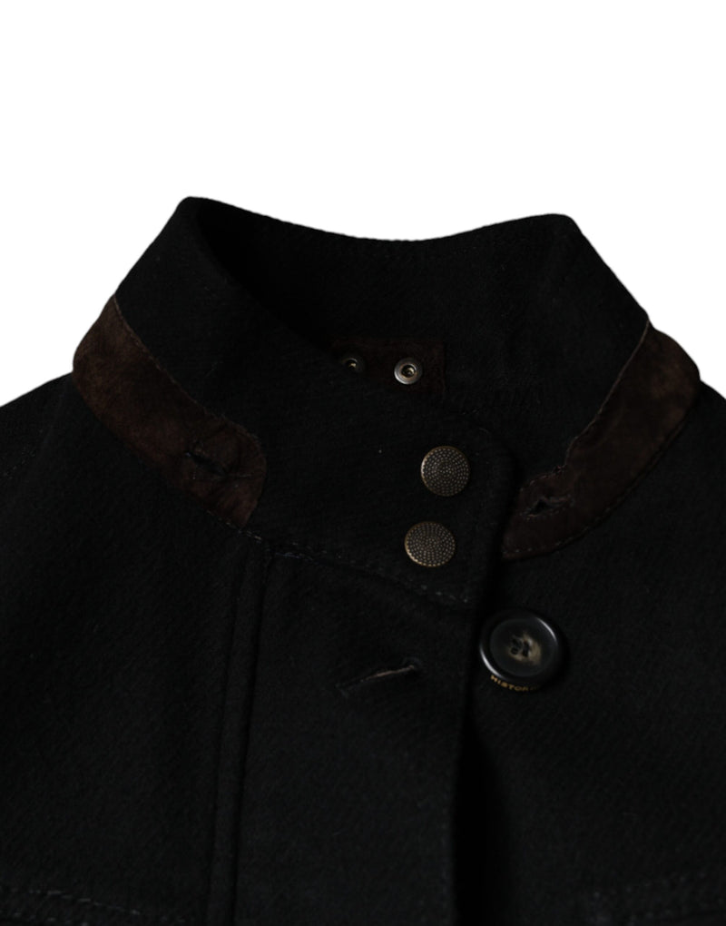 Black Button Down Cotton Stretch Denim Jacket Dolce & Gabbana