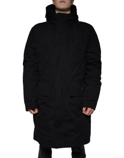 Black Hooded Parka Cotton Trench Coat Jacket Dolce & Gabbana