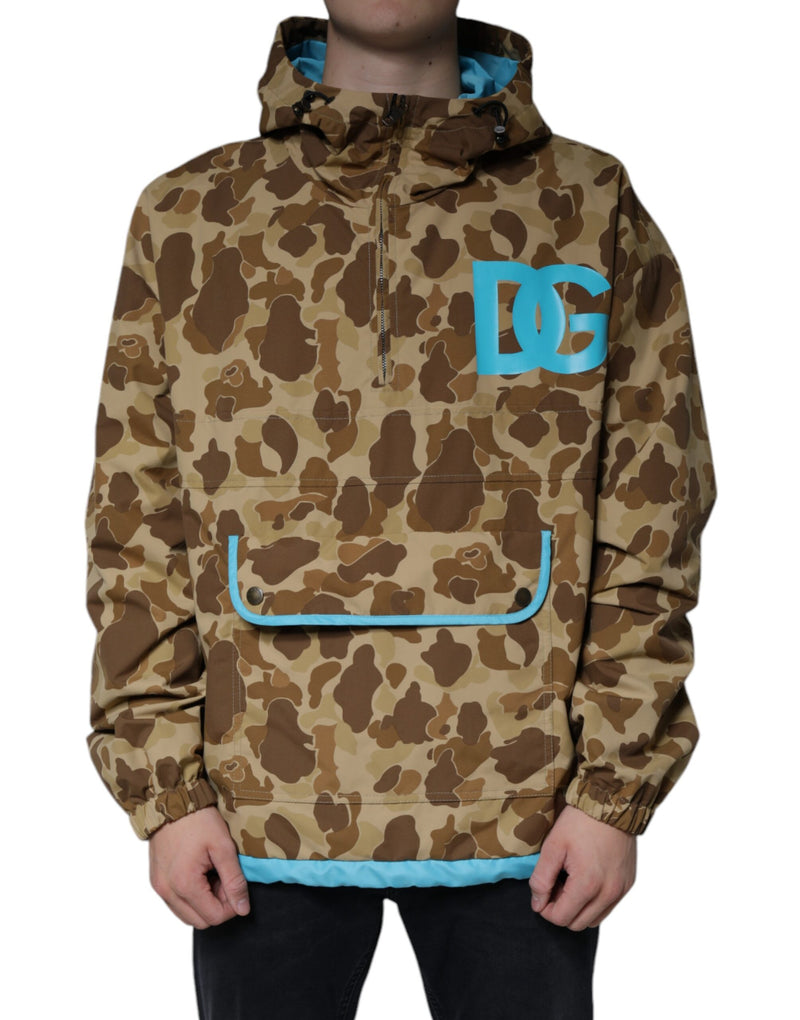 Brown Camouflage Hooded Pullover Jacket Dolce & Gabbana