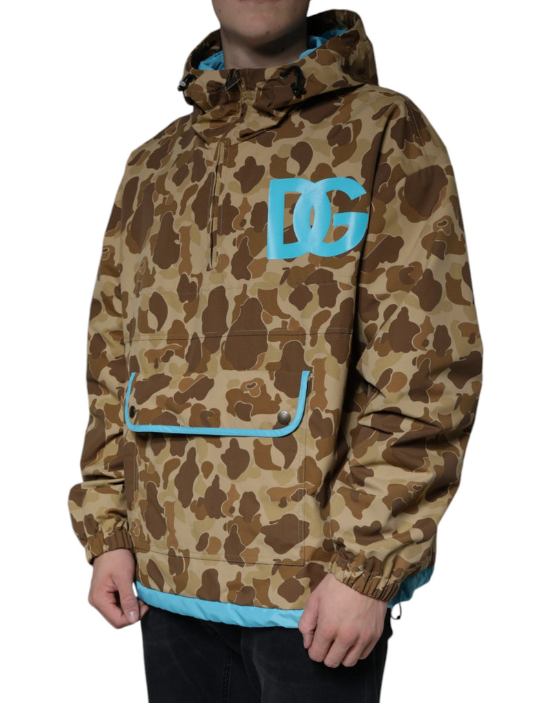 Brown Camouflage Hooded Pullover Jacket Dolce & Gabbana